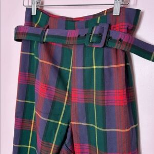 Collectif Red and Green Plaid Pants